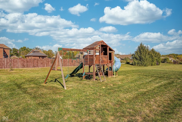 view of play area with a lawn