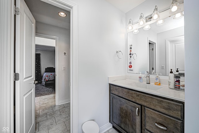 bathroom with vanity and tile patterned floors