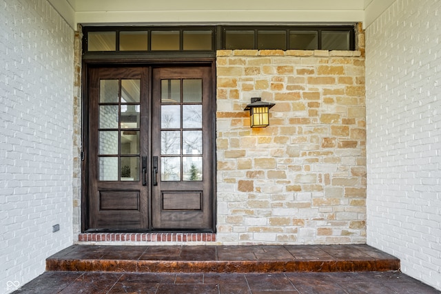 property entrance with french doors