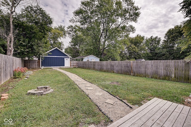 view of yard featuring a deck