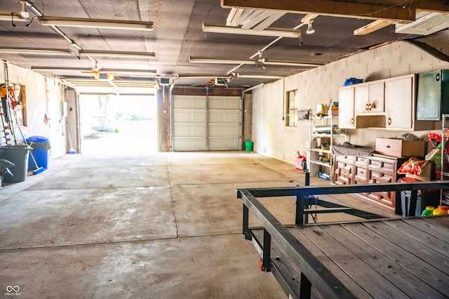 garage with a garage door opener