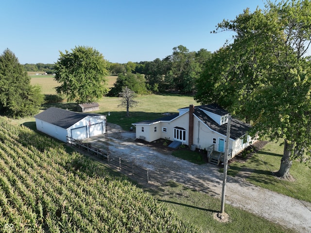 aerial view with a rural view