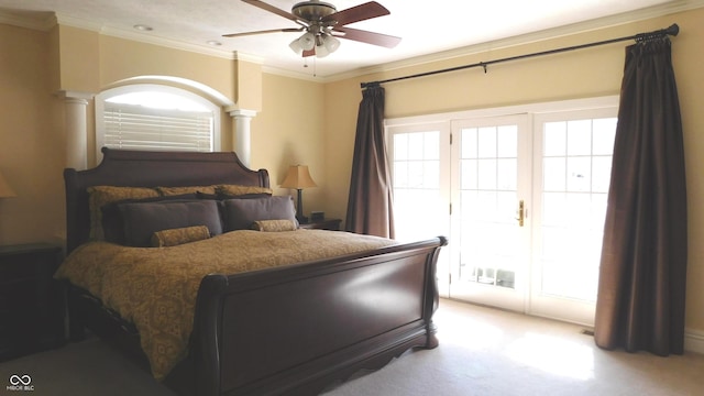 10781 Cedar Ridge Ln, Brownsburg, IN 46278 - bedroom with a ceiling fan, ornamental molding, and carpet