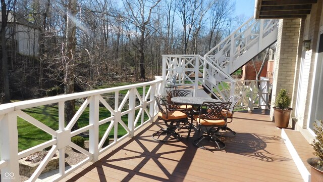 10781 Cedar Ridge Ln, Brownsburg, IN 46278 - balcony featuring outdoor dining space and stairway