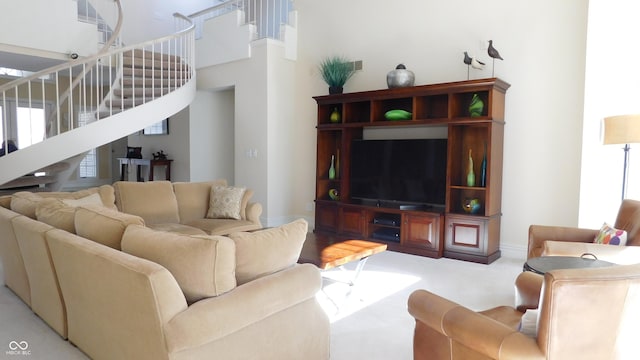 10781 Cedar Ridge Ln, Brownsburg, IN 46278 - living area featuring carpet flooring and stairway
