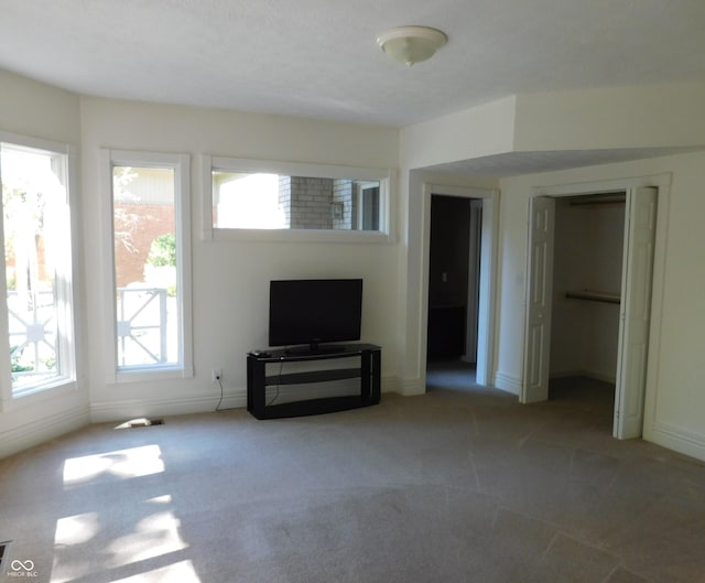 10781 Cedar Ridge Ln, Brownsburg, IN 46278 - unfurnished living room featuring a wealth of natural light, carpet flooring, and baseboards