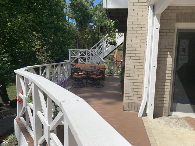 10781 Cedar Ridge Ln, Brownsburg, IN 46278 - wooden deck with outdoor dining space and stairs
