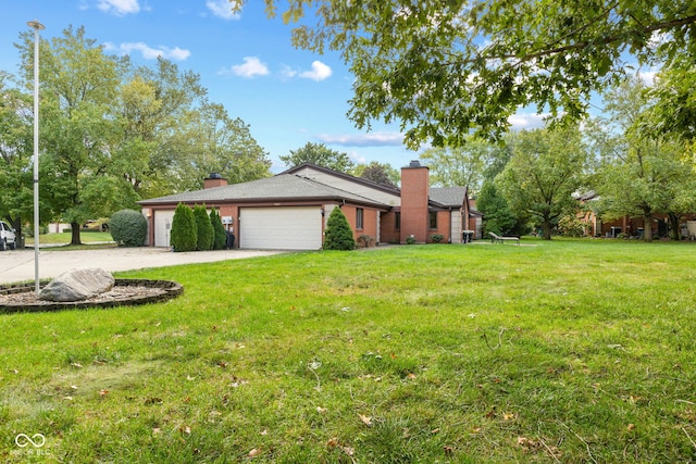 exterior space featuring a front yard and a garage