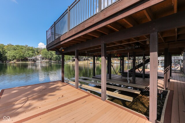 dock area with a water view