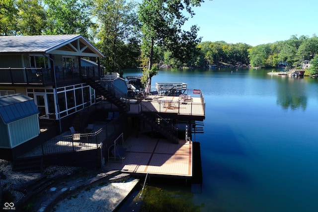7438 Haw Dr, Nineveh, IN 46164 - view of dock featuring a water view and stairway