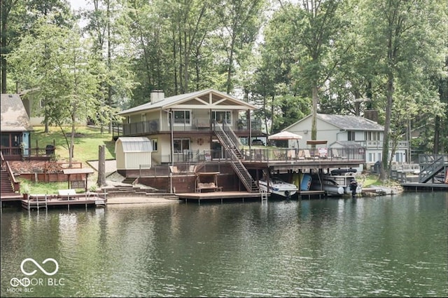 7438 Haw Dr, Nineveh, IN 46164 - view of dock with a deck with water view and stairway