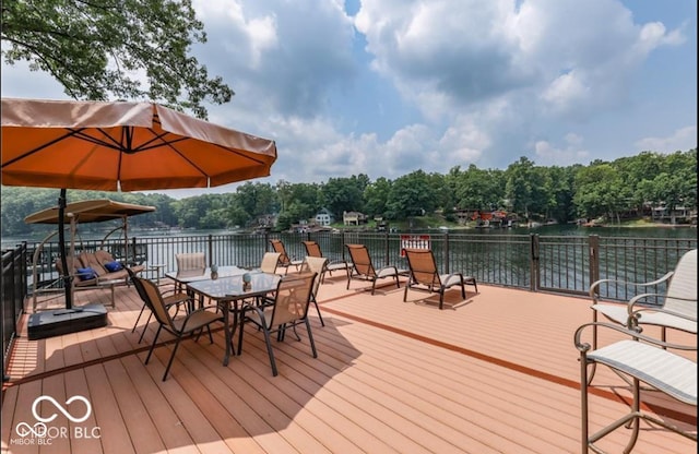 7438 Haw Dr, Nineveh, IN 46164 - dock area featuring a water view and outdoor dining space