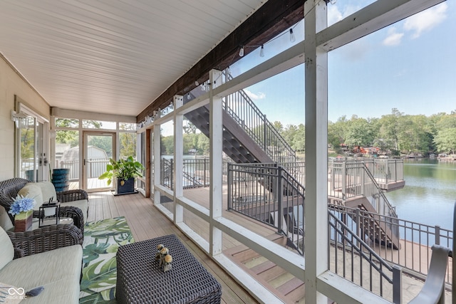 7438 Haw Dr, Nineveh, IN 46164 - sunroom / solarium featuring a water view