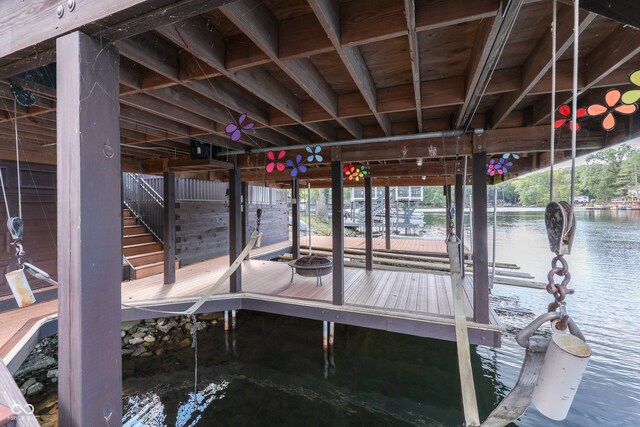 dock area with a water view