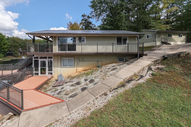 7438 Haw Dr, Nineveh, IN 46164 - rear view of property with stairway and a deck