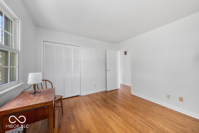 sitting room with light wood-type flooring and a wealth of natural light