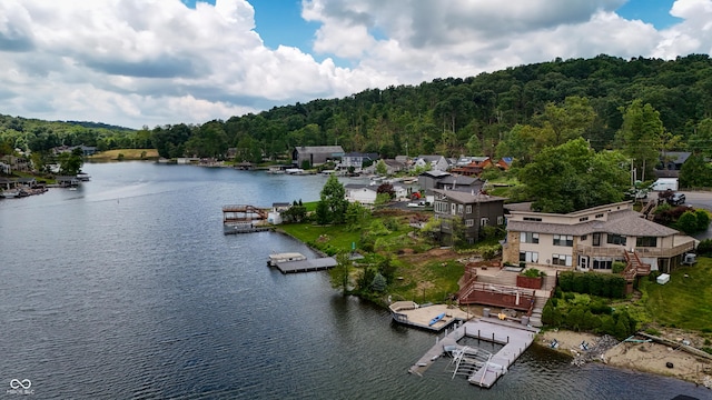 4161 S Summit Ln, Columbus, IN 47201 - water view with a floating dock and a heavily wooded area