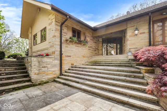 111 N 500 W, West Lafayette, IN 47906 - property entrance featuring stone siding and covered porch