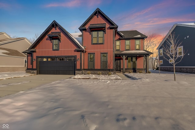 view of front of home with a garage