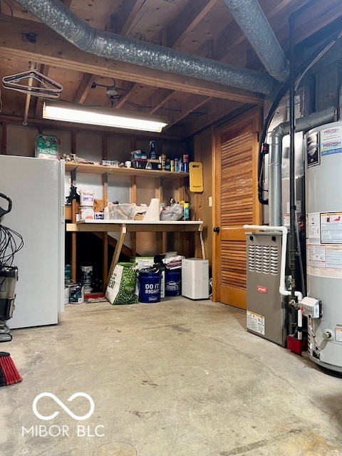 basement featuring water heater