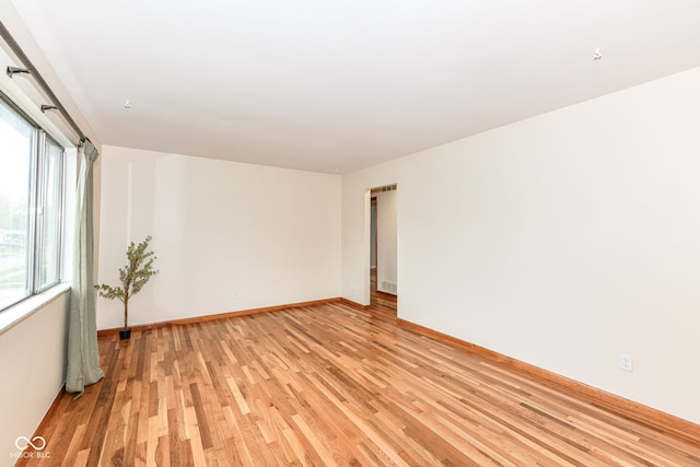 spare room featuring light wood-type flooring and a healthy amount of sunlight