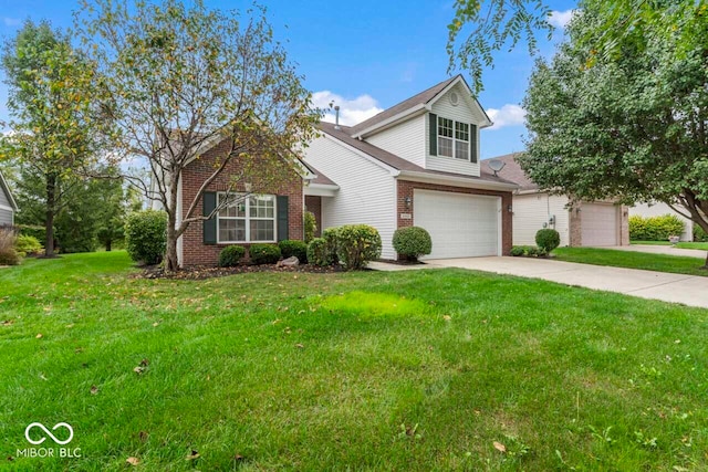 view of front of home featuring a garage and a front lawn