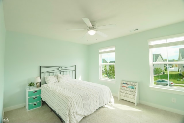 bedroom with carpet floors and ceiling fan