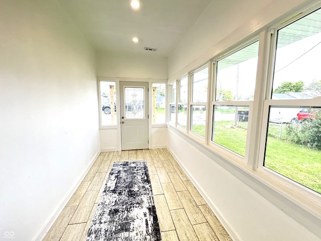 view of unfurnished sunroom