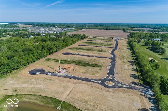 bird's eye view with a rural view