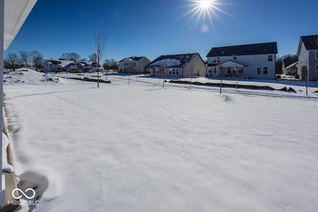 view of yard covered in snow