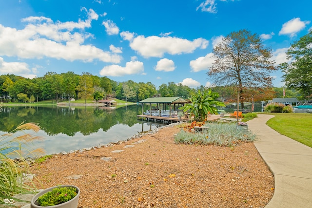 dock area featuring a water view