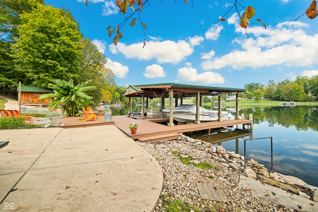 dock area featuring a water view