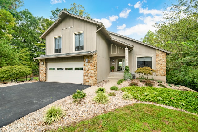 front facade with a garage