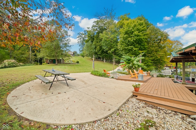 view of patio featuring a wooden deck