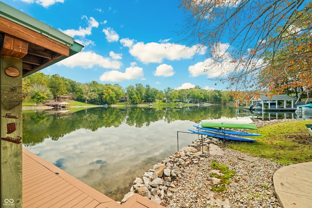 dock area featuring a water view