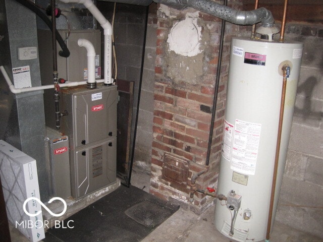 utility room with gas water heater