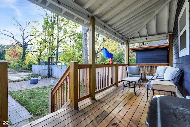 deck with outdoor lounge area