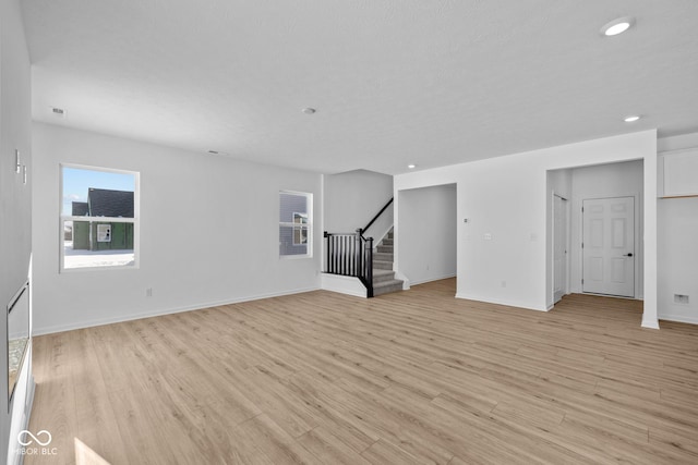 unfurnished living room featuring light hardwood / wood-style floors