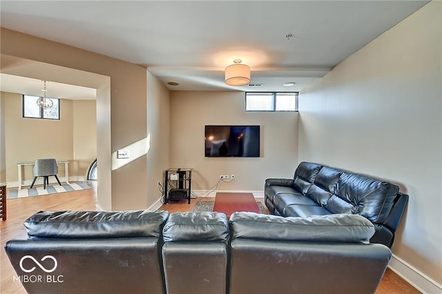 living room featuring hardwood / wood-style flooring