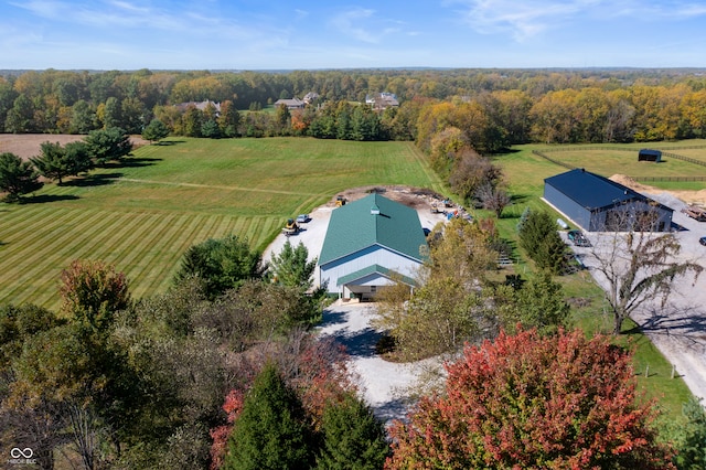 birds eye view of property featuring a rural view