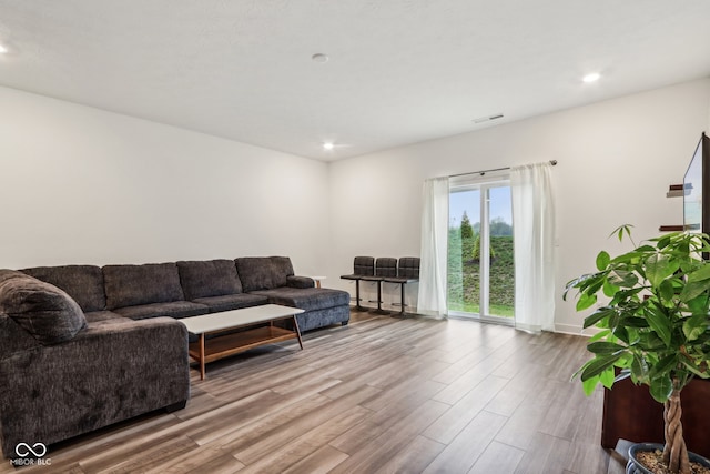 living room featuring light wood-type flooring