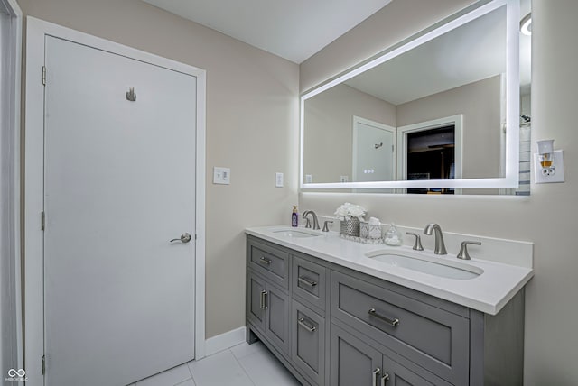 bathroom featuring vanity and tile patterned floors