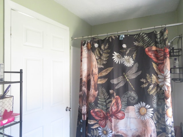 bathroom featuring curtained shower