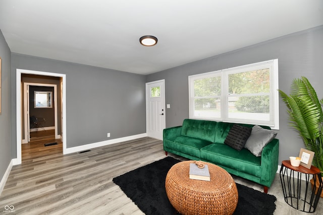 living room featuring light hardwood / wood-style floors