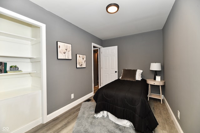 bedroom with hardwood / wood-style floors