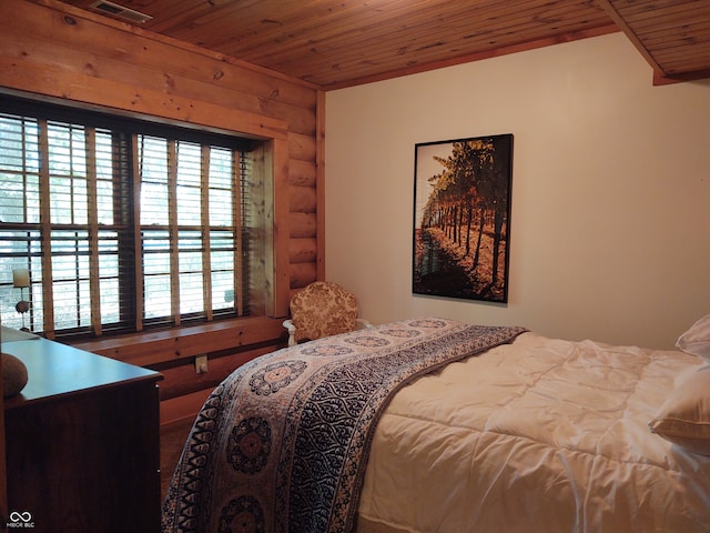 bedroom featuring wooden ceiling