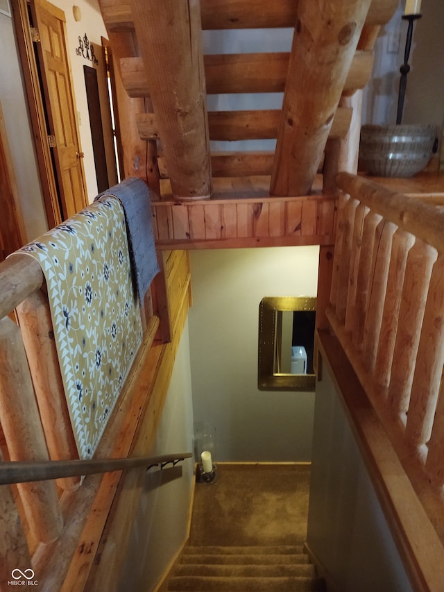 staircase with carpet floors