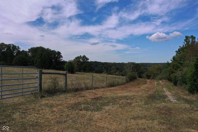 view of yard with a rural view