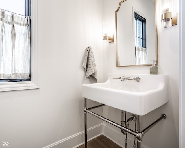 bathroom featuring wood-type flooring