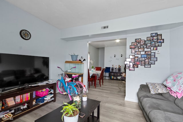 living room with light wood-type flooring